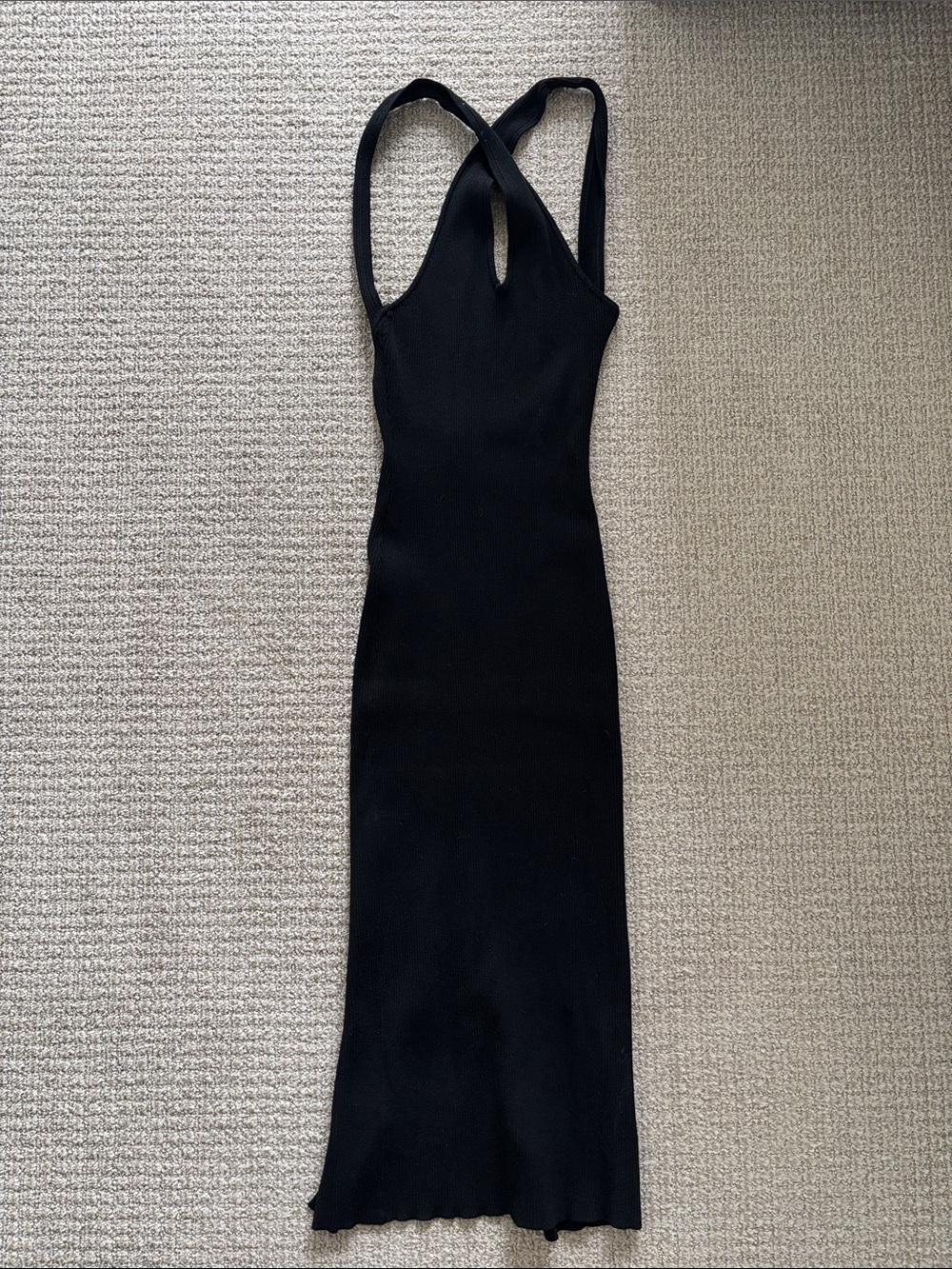 Sleek Black Cross-Back Maxi Dress